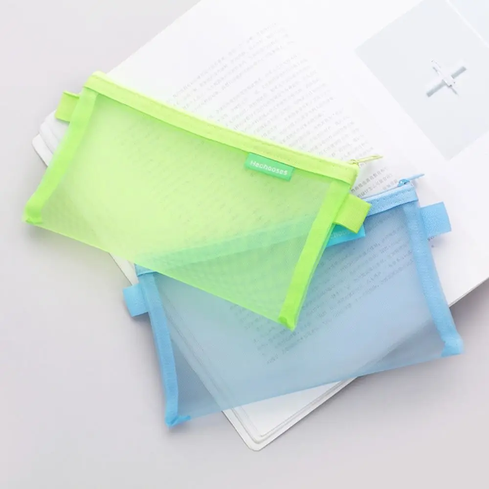Cute Solid Color Mesh Coin Purse Transparent Change Storage Bag Mini Coin Purse Coin Bag Pen Bag Mesh Cosmetic Bag Women