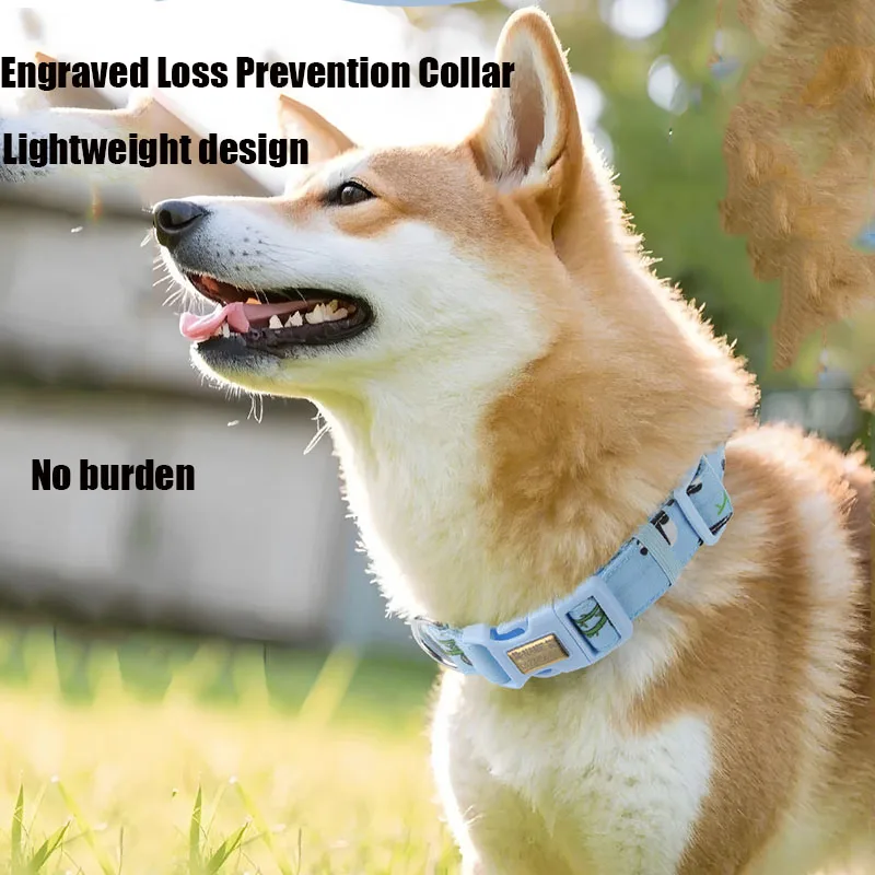 

PARKER New dog collar pet collar nylon printing medium and large dogs can be engraved reflective anti-lost collar pet supplies