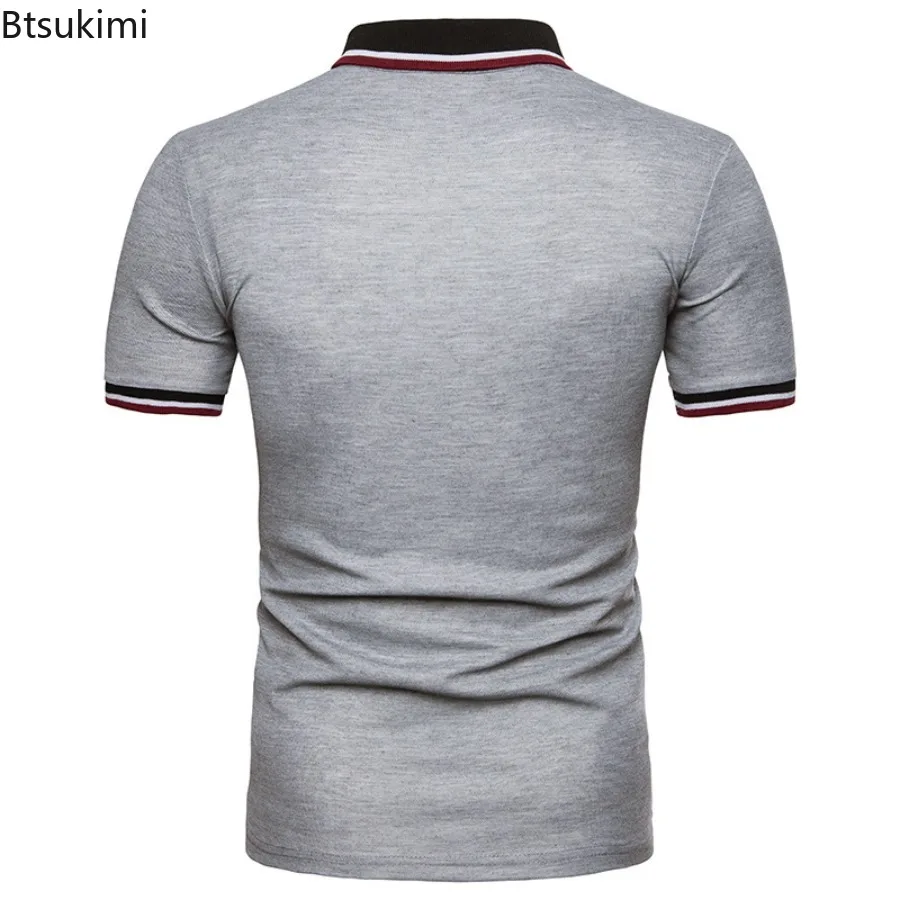 Summer New Men's Short Sleeve Polo Shirts Breathable Casual Golf Sports T-shirts Fashion Color Blocking Design Male Basic Tops - Image 6