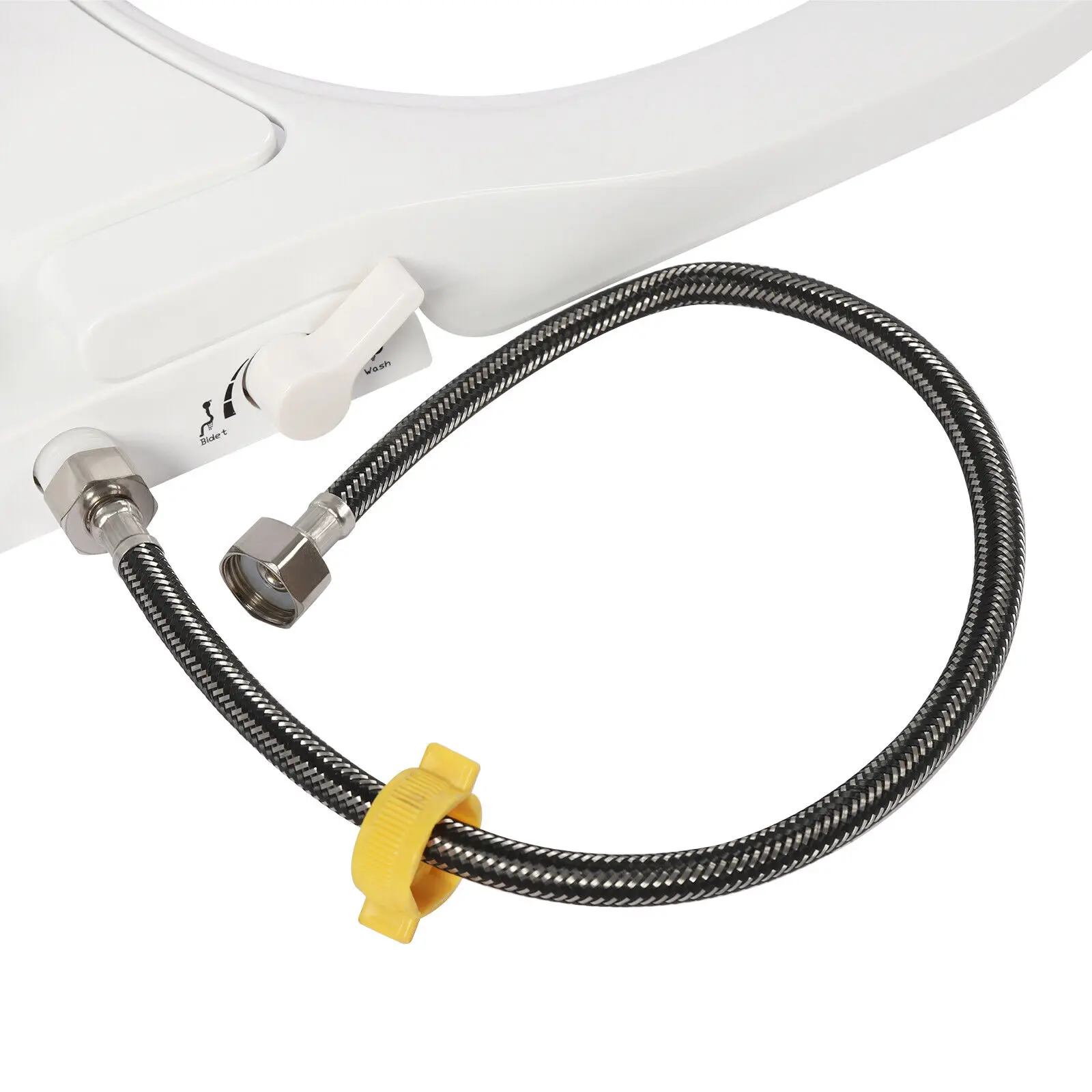 مقعد مرحاض بيديت غير كهربائي على شكل حرف D مع طقم رش للمياه العذبة بفوهة مزدوجة