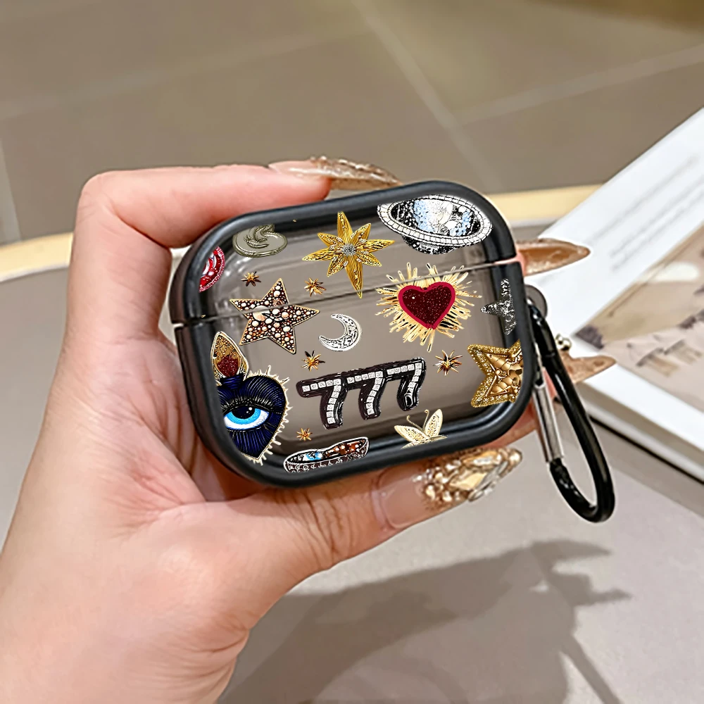 Защитный чехол Star Moon Sacred Heart Evil Eye для наушников AirPods Pro3/Pro2/Pro, чехол для наушников AirPods 4/3/2/1, противоударный чехол из ТПУ