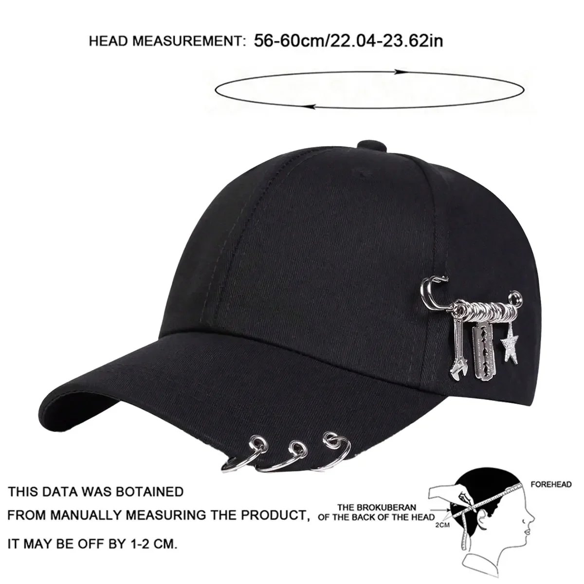 Unisex Personalized Iron Ring Baseball Caps Outdoor Adjustable Spring and Autumn Casual Sunscreen Hat