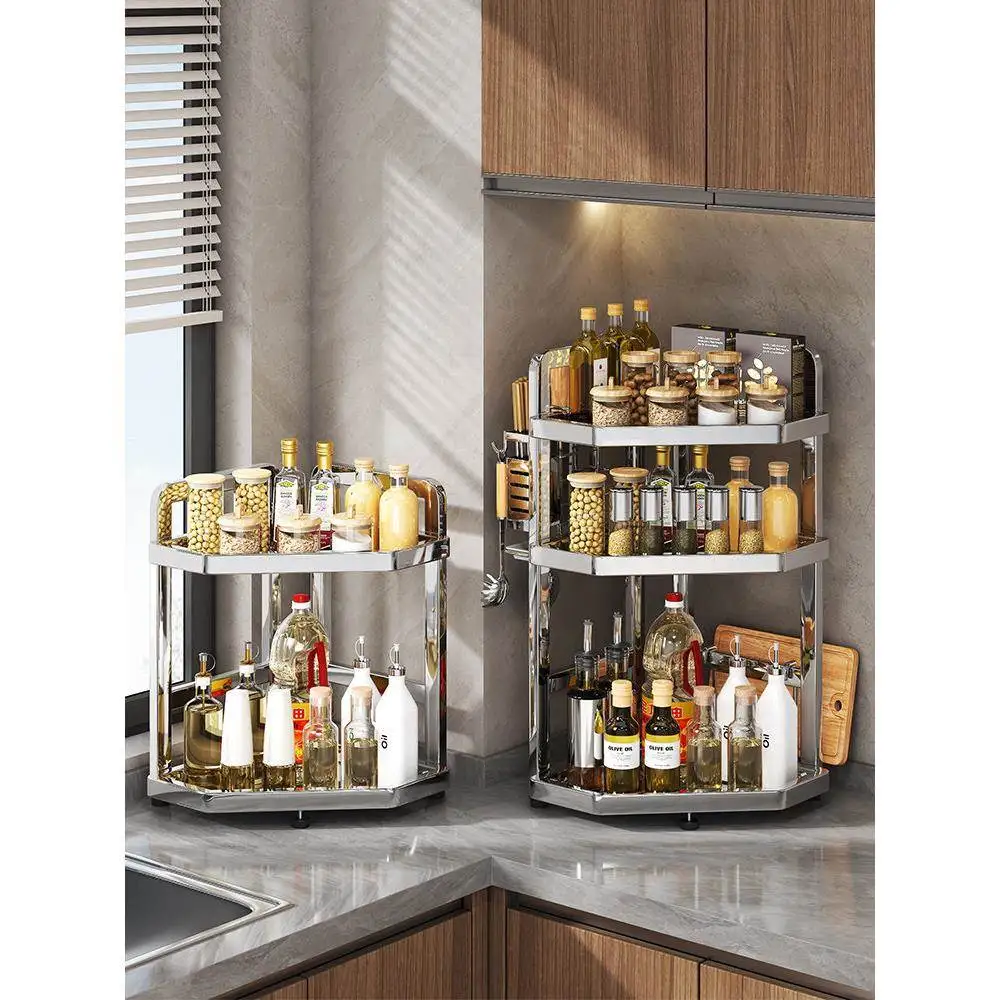 

Многофункциональный органайзер для специй и приправ из нержавеющей стали для кухонной столешницы и углов
