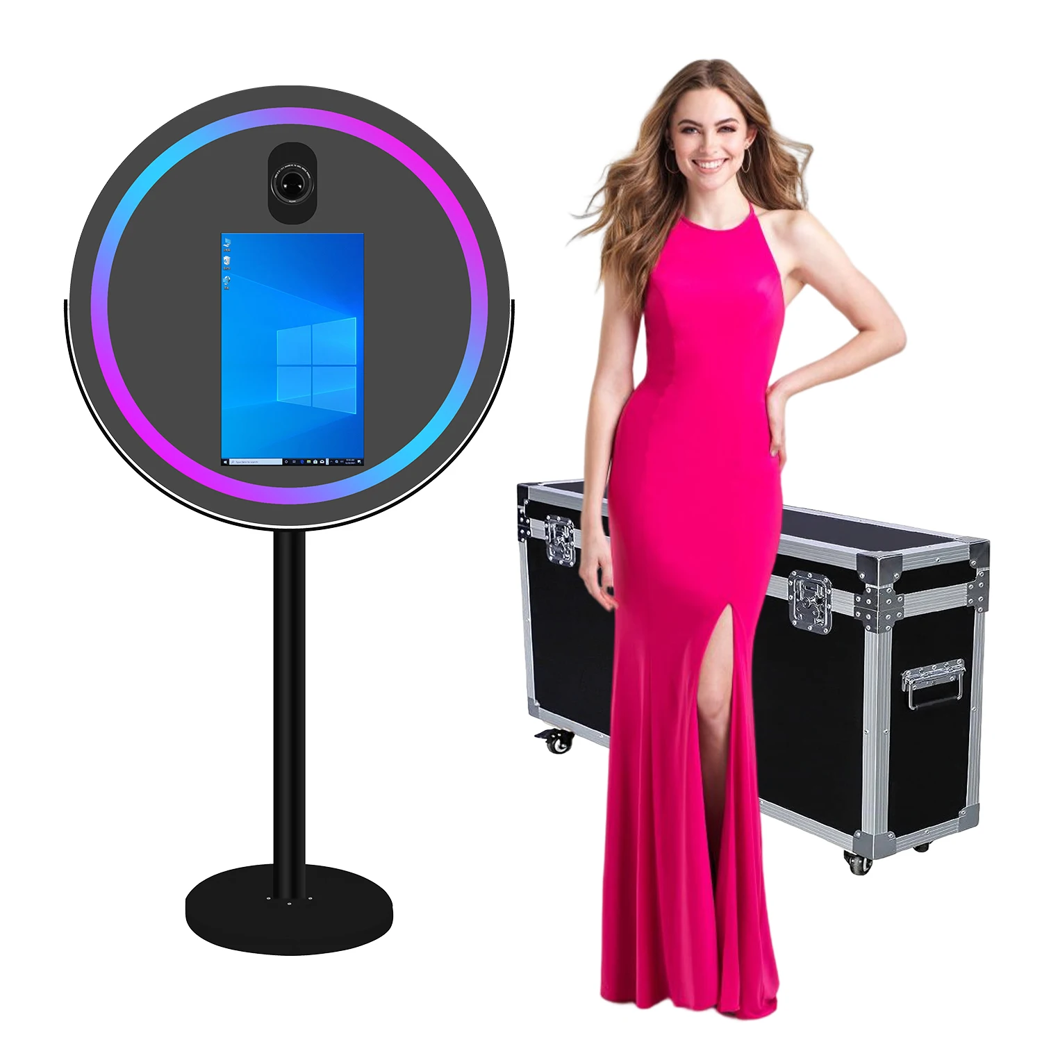 Portable Mirror Photo Booth Camera Magic Mirror Selfie Photobooth Machine with 21.5 inch Touch Screen for Wedding Patry Rental