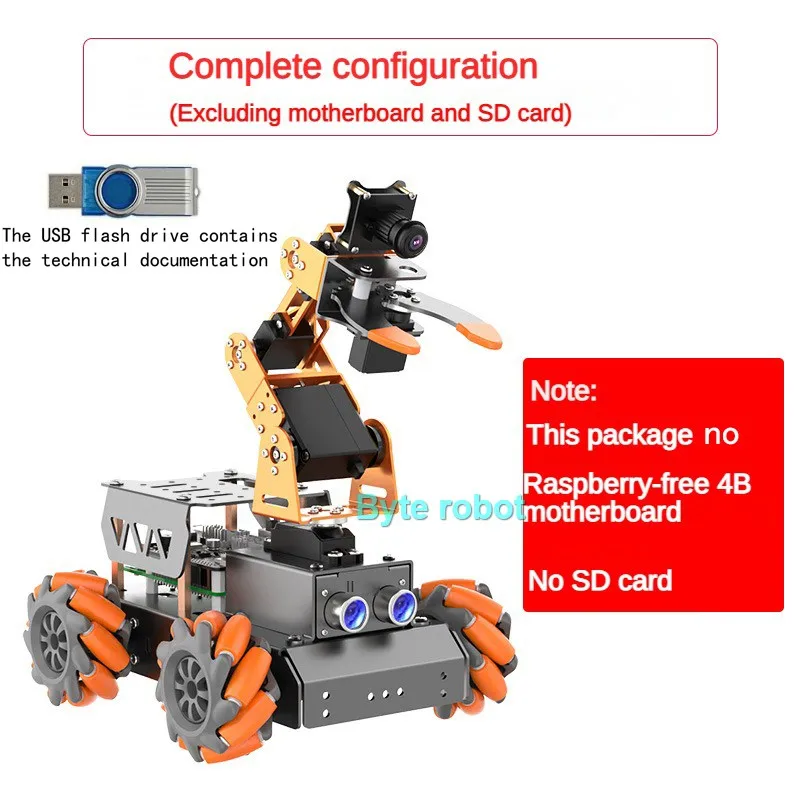 MasterPi Vision AI Robot Open Source 4WD Robot Car Robot Arm with Board for Raspberry Pi 5/4G Robot DIY Kit Programmable Robot