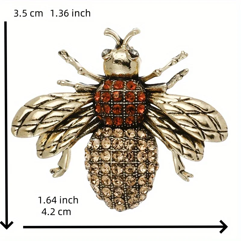 Classic Men Women Bee Full Crytal Luxury Brooches Pins Vintage Unisex Suit Clothing Badges Accessories