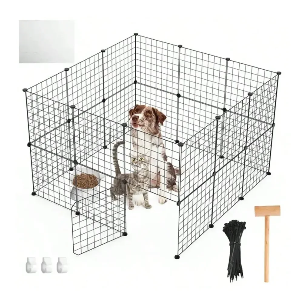 

X41.73 X28.34 SemiEnclosed Pet Fence Spacious Playpen For Small Medium Pets Kitten Puppy Rabbit, Indoor Outdoor Use,Dog Stuff,D