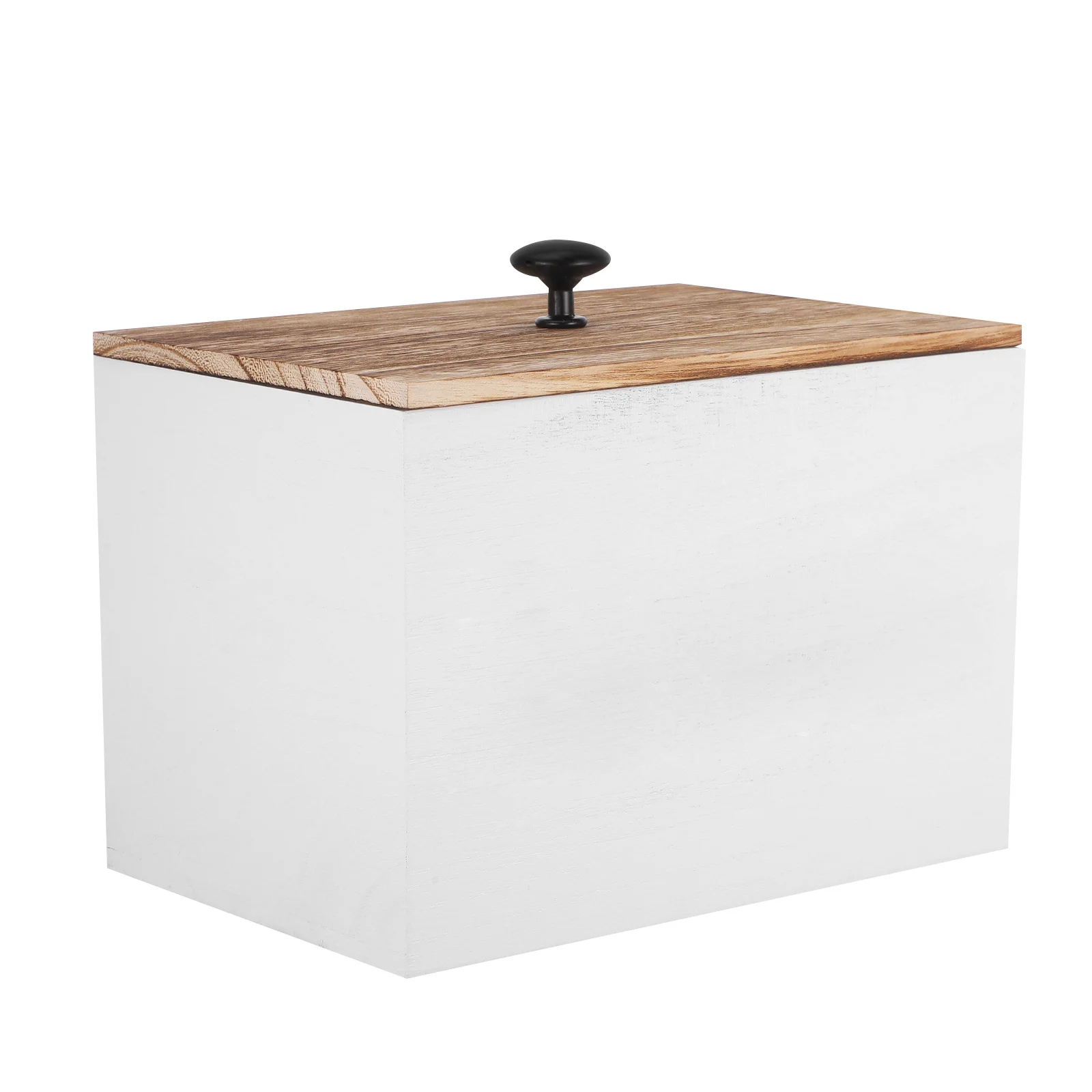 

Wooden Cotton Swabs Storage Box with Lid Makeup Pads Organizer 3 Compartments Vanity Storage Case Makeup Vanity Organizer