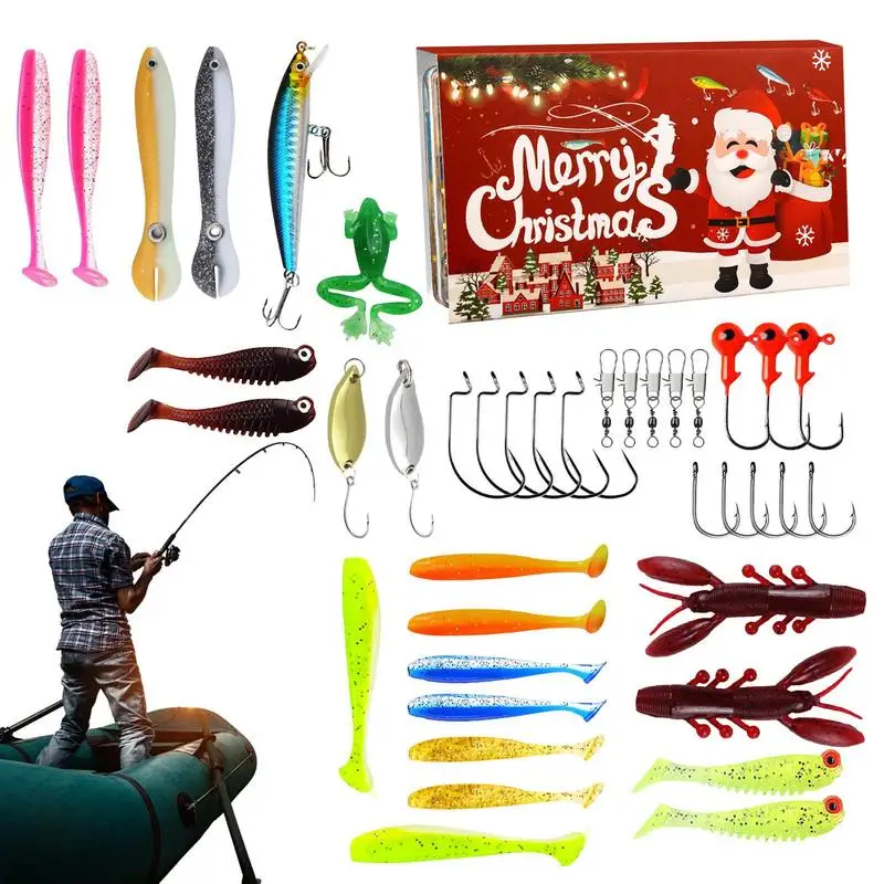 New Fishing Tackle Advent Calendar Fishing Lures Gifts Box 2024 Christmas Countdown Calendar Fish Bait Gifts For Adults Men kid