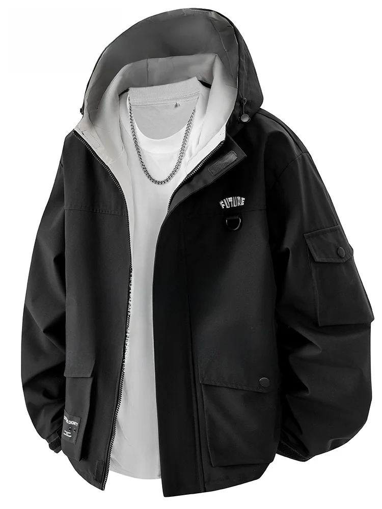 

MoChao Spring Autumn Loose Men's Workwear Jaet Casual Versatile Haome Hooded Outerwear Large Size Men's Clothing