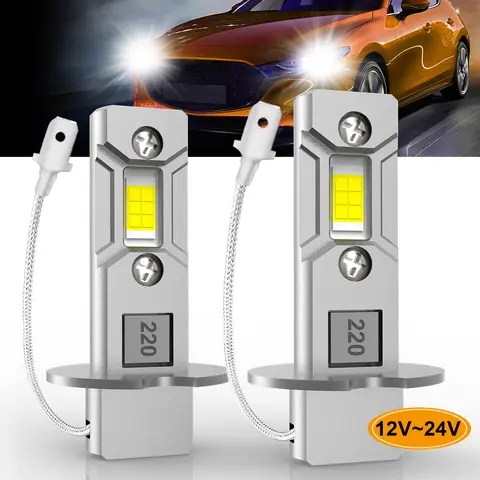 2 pezzi H3 lampadina per fari a LED Canbus senza ventola abbagliante 6500K bianco 3000K giallo auto camion LED fendinebbia lampada di guida DRL 12V -24V