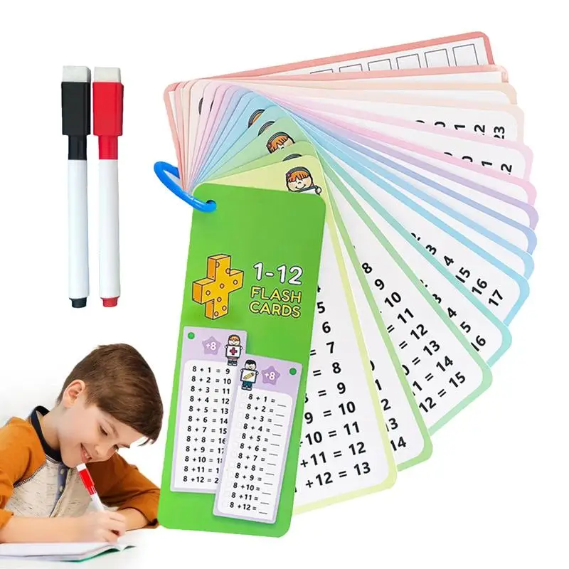 Mathematics Flash Cards 15X Division Practice Flash Cards Home Multiplication Learning Aids Cards With Dry Erase Pens Learn