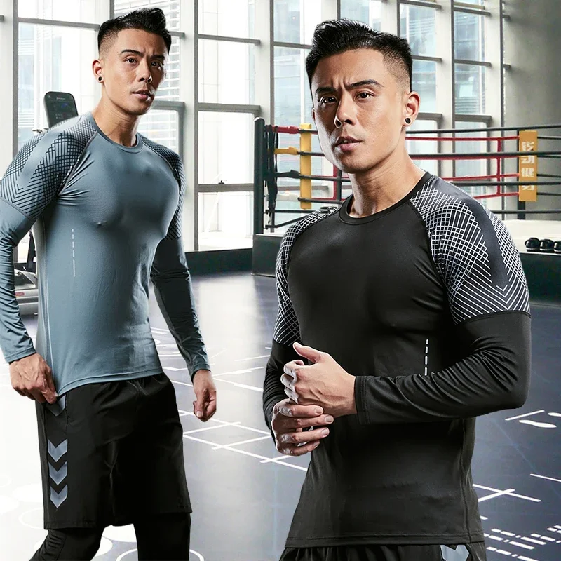 

Gym Men Sports Compression Sweatshirt Running Tight Tops for Fitness T-shirt Muscle Training Clothes Jogging Rashguard Dry Fit