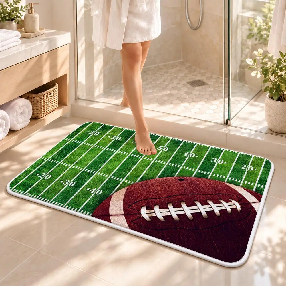 Sport Field Top View Layout Floor Mat Flannel Rug Soft Non Slip Door Mat for Bathroom Bedroom Entryway Home Decor Gift