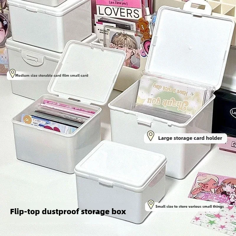 1Pcs Korean Pure White Storage Box Blind Box Card Photocard Storage Box Photo Card Organizer Classification Flip Holder