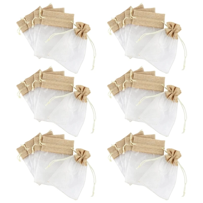 

Bulk 30 Linen Organza Gifts Pouches for Special Occasions and Daily Use
