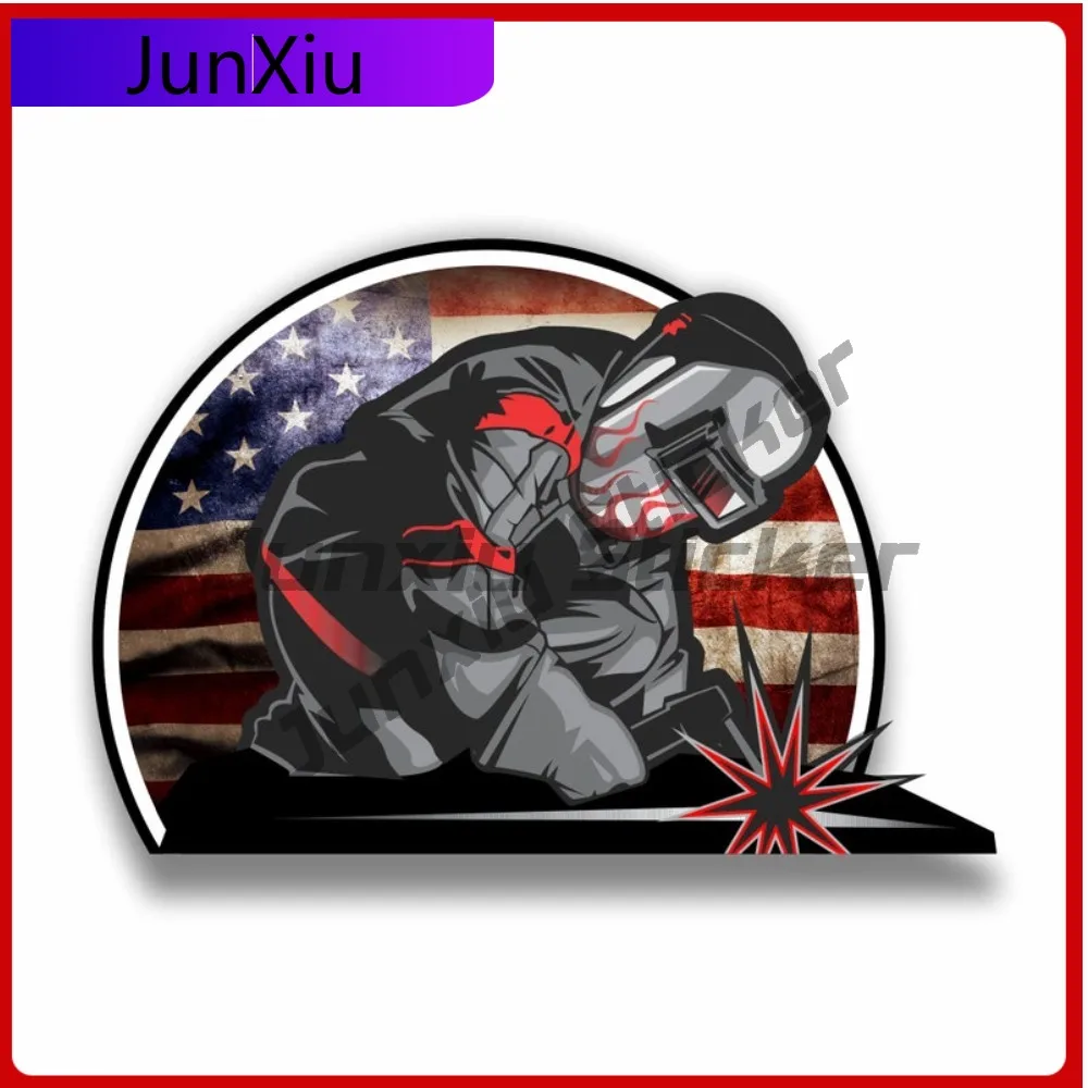

Welder Fabrication American Flag Scratch-proof Sticker Waterproof Accessories Car Motorcycle Bicycle Skateboard Laptop Luggage