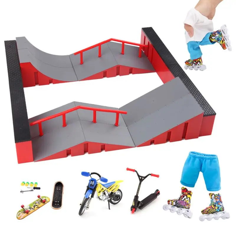 

Mini Professional Finger Skateboard Scene DIY Skate Platform Stunt Ramp Stairs Venue Combination Finger Pants Shoes Kids Gift