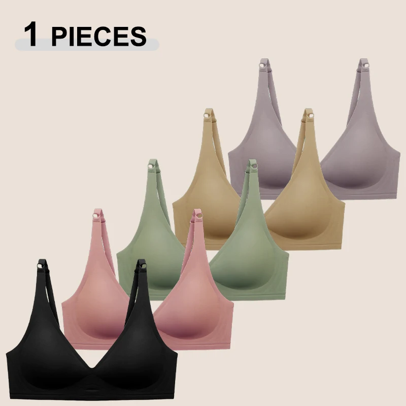 Nahtlose Sommer-BHs für Damen, einfarbig, ohne Bügel, herausnehmbare, gepolsterte Bralette, weicher V-Ausschnitt, Übergröße, Unterwäsche, Dessous
