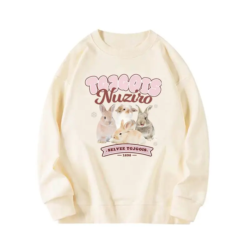 American Funny Animal Rabbit Y2K Aesthetic Sweatshirt Hoodie High Street Unisex Oversized Long Sleeve Tops Korean Kawaii Clothes