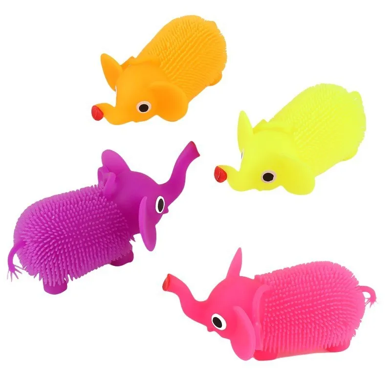 Cartoon Colour Elephant Squeeze Ball Pinch Funny Cute Animal Spiky Ball Glowing Sensory Squishy Fidget Stress Relief Kids Gift