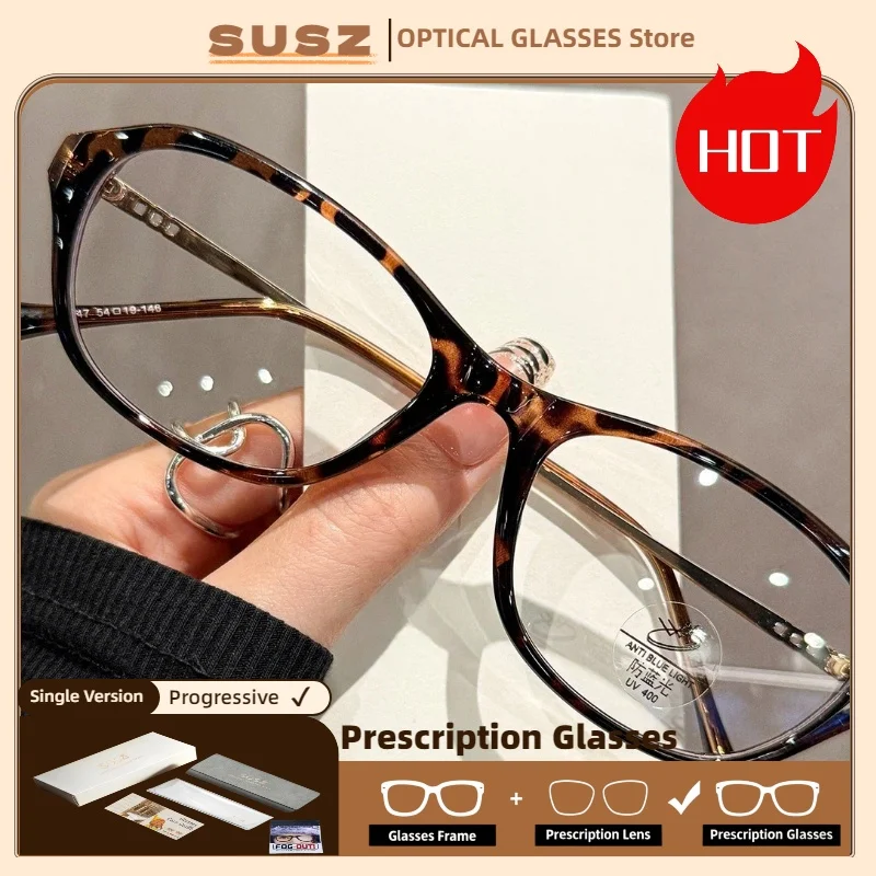 Lunettes de lecture œil de chat vintage SUSZ pour femmes, anti-lumière bleue, myopie, photochromiques, progressives, verres optiques sur ordonnance