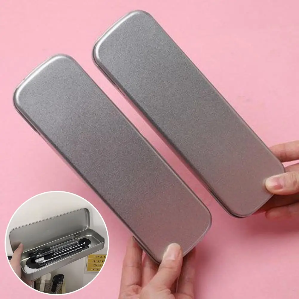 男の子用の金属製ヒンジ付き収納ボックス、長方形の缶、ペンオーガナイザー、ペンシルホルダー、文房具ケース、学用品、学生