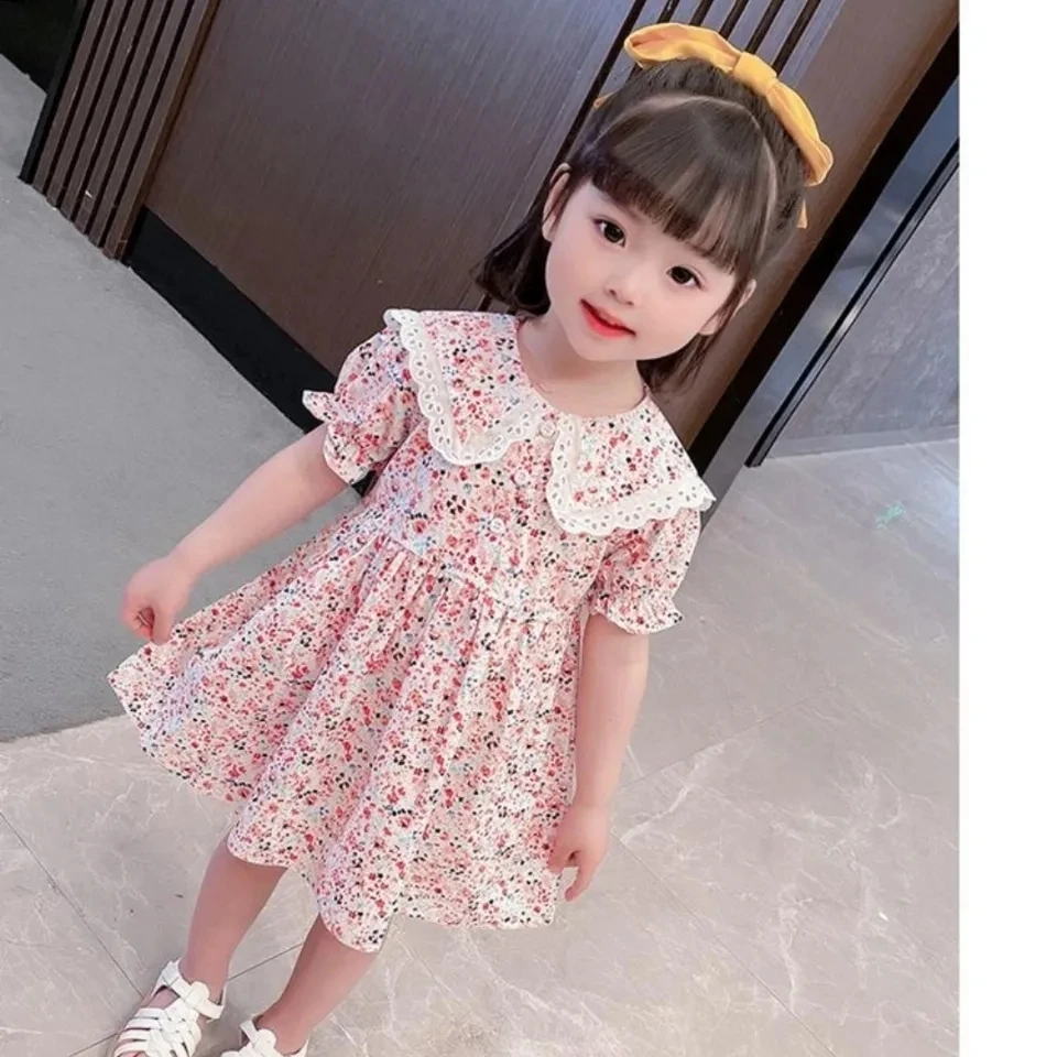 

Summer Girl's Floral Dress New Casual Children's Baby Girl Summer Short-sleeved Princess Dress Kids Dress For Girl