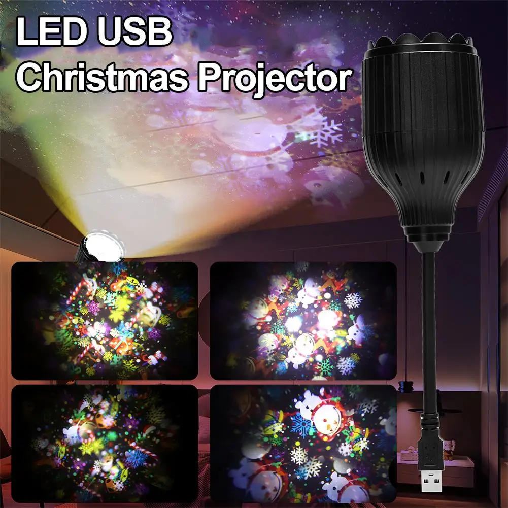 عيد الميلاد LED ندفة الثلج ضوء الإسقاط USB بالطاقة الدورية LED الليزر ضوء المرحلة لقضاء عطلة حفلة الهالوين عيد الميلاد ديكور الهدايا