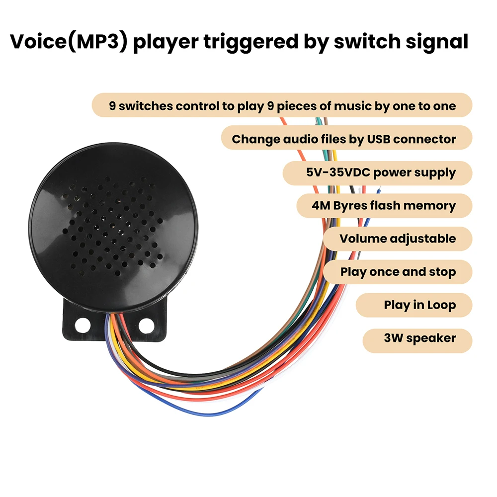 تيار مستمر 5 فولت 6-35 فولت سيارة بدء صوت 9 قناة الزناد مشغل MP3 مكبر صوت المطالبة إنذار الصوت عكس صفارة الإنذار الطنان إنذار القرن