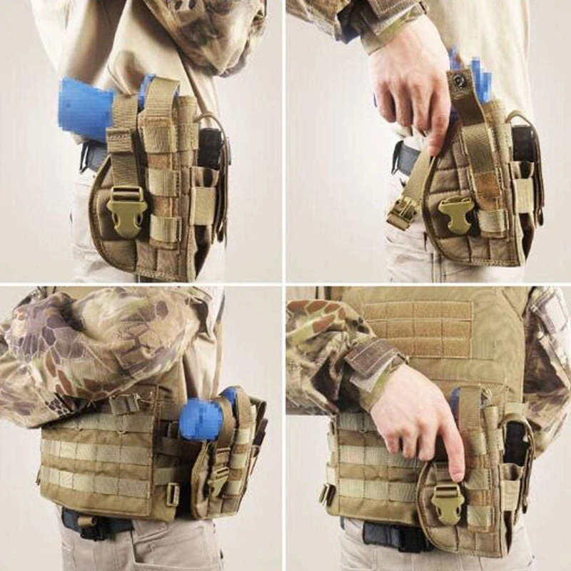 Tactical Pistol Gun Molle Belt Holster with Magazine Pouch for Left or Right Handed Shooters S&W M&P Shield Glock 26 30 42