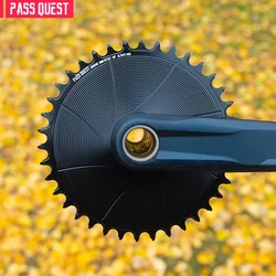 PASS QUEST 3mm offset AERO Round for  M6100 M7100 M8100 M9100 Direct Mount Crank Narrow Wide Chainring Black and Silver 28-38T