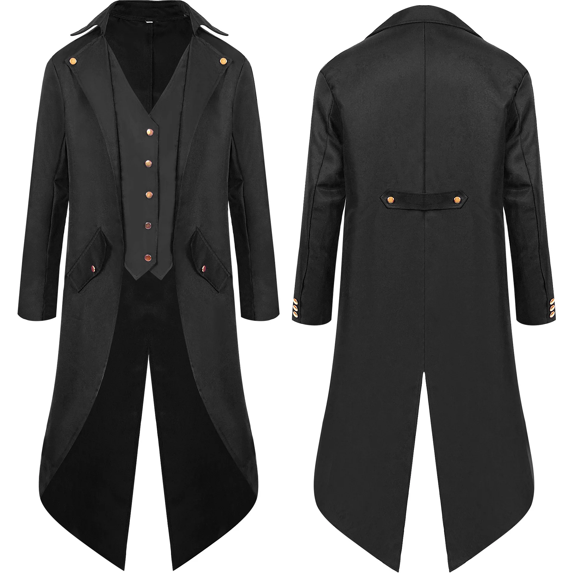 Abrigo Retro de longitud media para hombre, traje para actuación infantil, payaso de escenario, cortavientos falso de dos piezas