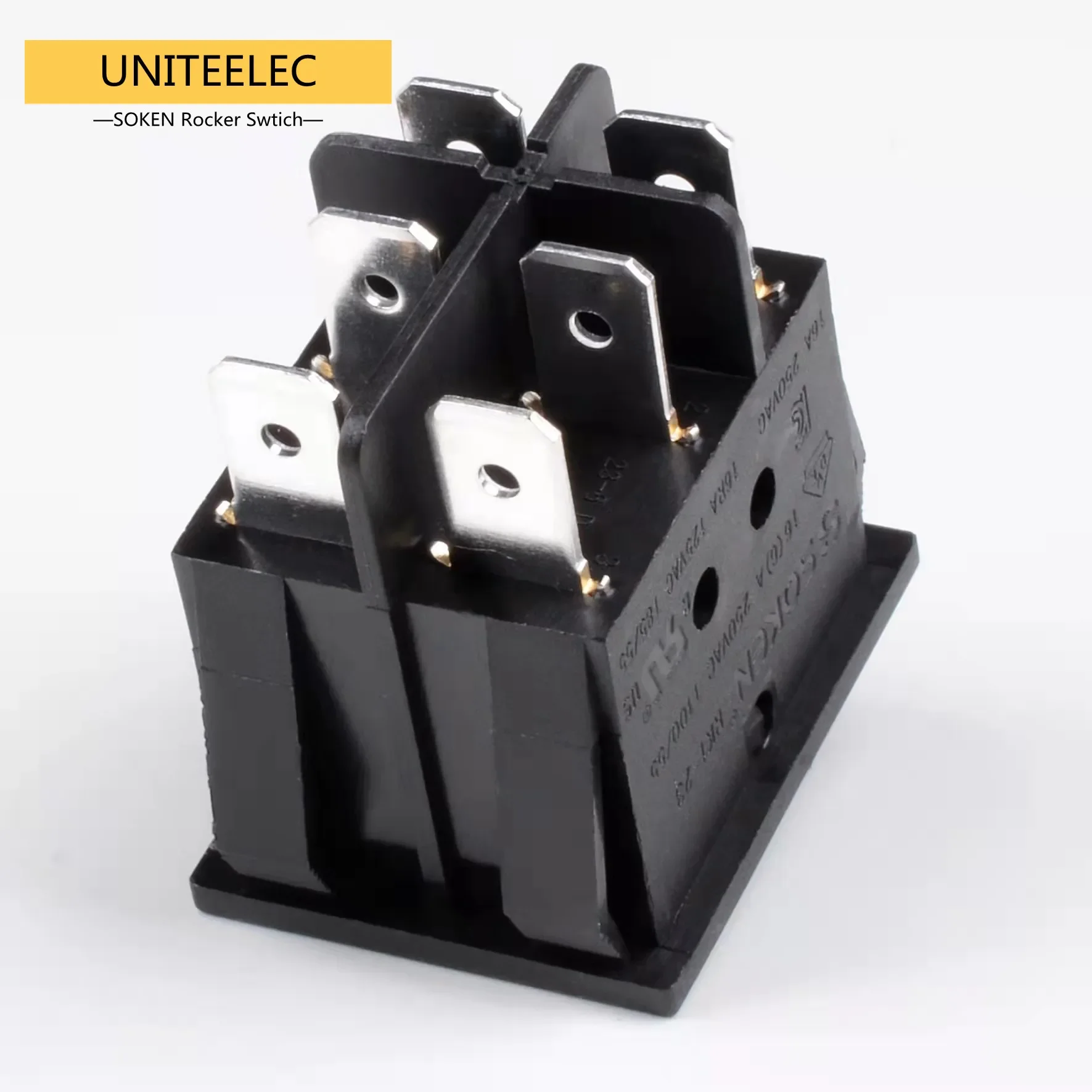 Uniteelec-Soken Red Spot Light DPST ON/Off Boat Rocker Switch RK1-23(N) 6 Pins 16A/250V UL TUV List