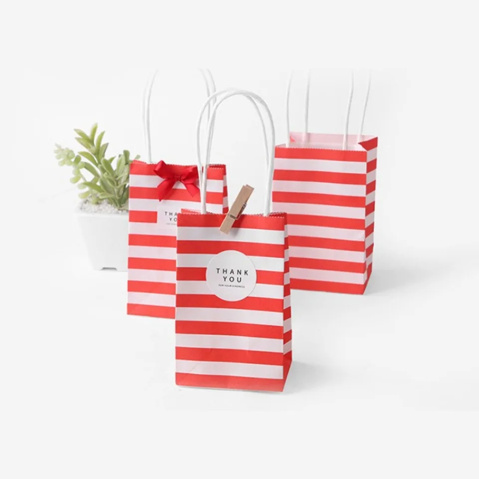 10/30/50 Stück Streifen/Punkte Hochzeitsgeschenke und Geschenke für Gäste Babyparty Geburtstag Party Dekorationen Kinder Papier Geschenktüten – Detail 4