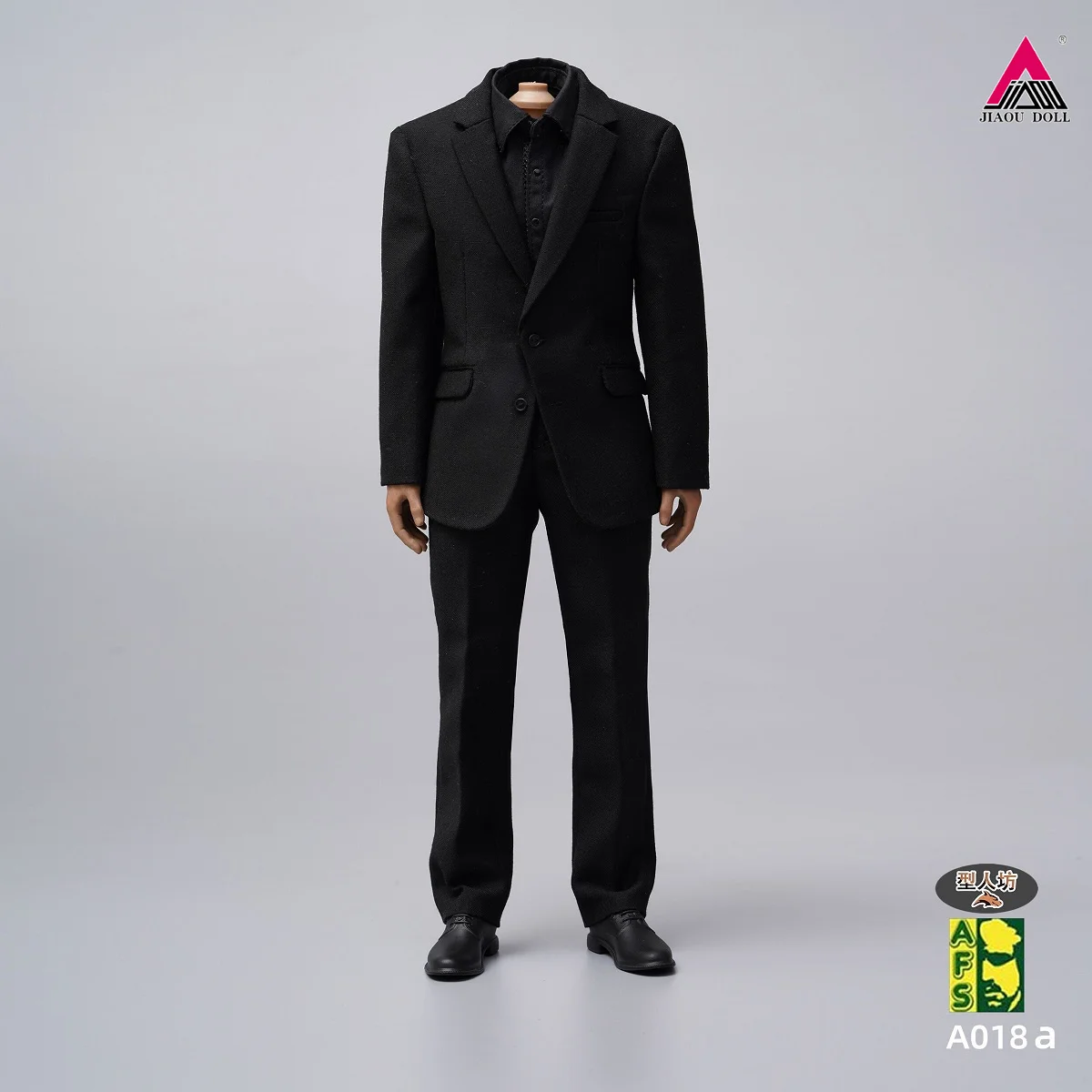 AFS A018 1/6, traje informal para hombre, ropa negra/rayada, conjunto de zapatos de cuero, modelo apto para cuerpo de figura de acción de soldado MB002 BD001 de 12 pulgadas