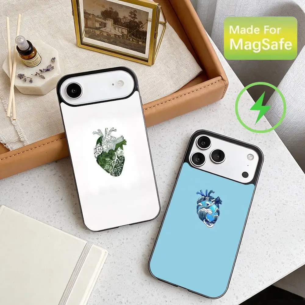 

Heart art painting Phone Case For iPhone17,16,15,14,13,12,11 Max Black Wireless Charging Protecitve Cover