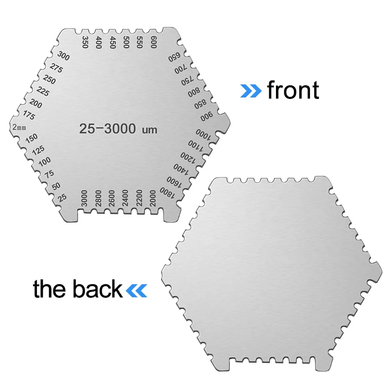 High precision hexagon stainless steel Wet film comb 25-3000um wet film thickness gauge