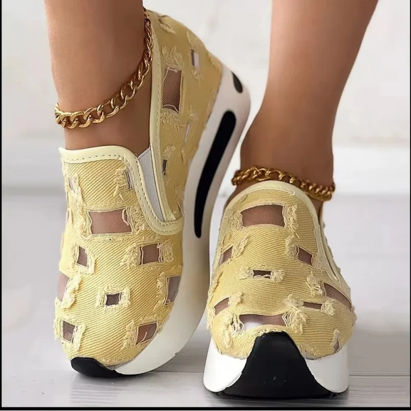 

Foreign trade cross-border plus-size breathable height-increasing casual shoes for women2023New Summer Casual Slip-On Loafers