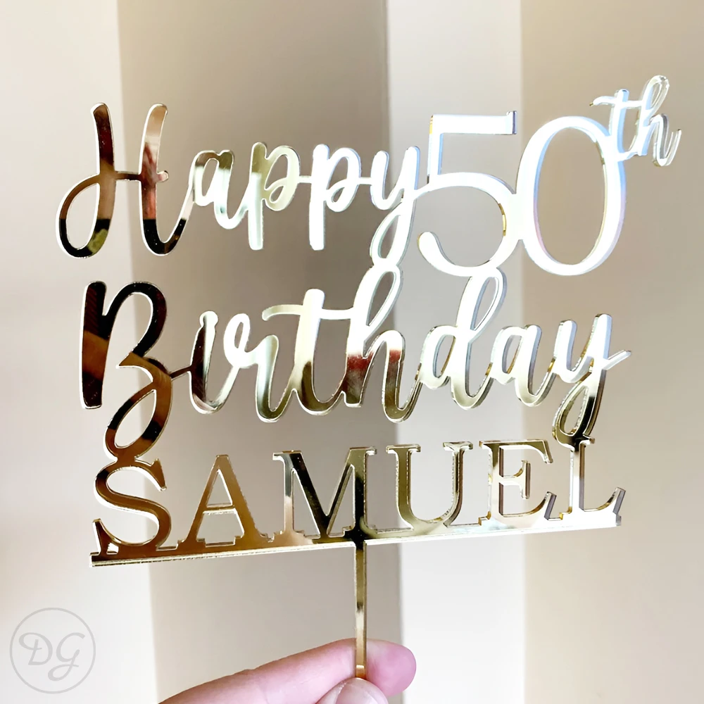 Topper de bolo de aniversário personalizado, topper de bolo de aniversário personalizado, topper de bolo de feliz aniversário, acrílico