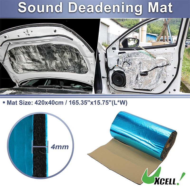 

UXCELL 200X50cm 420X40cm Car Sound Deadening Heat Insulation Mat Aluminum Foil Foam Blue Engine Hood Insulation Soundproofing