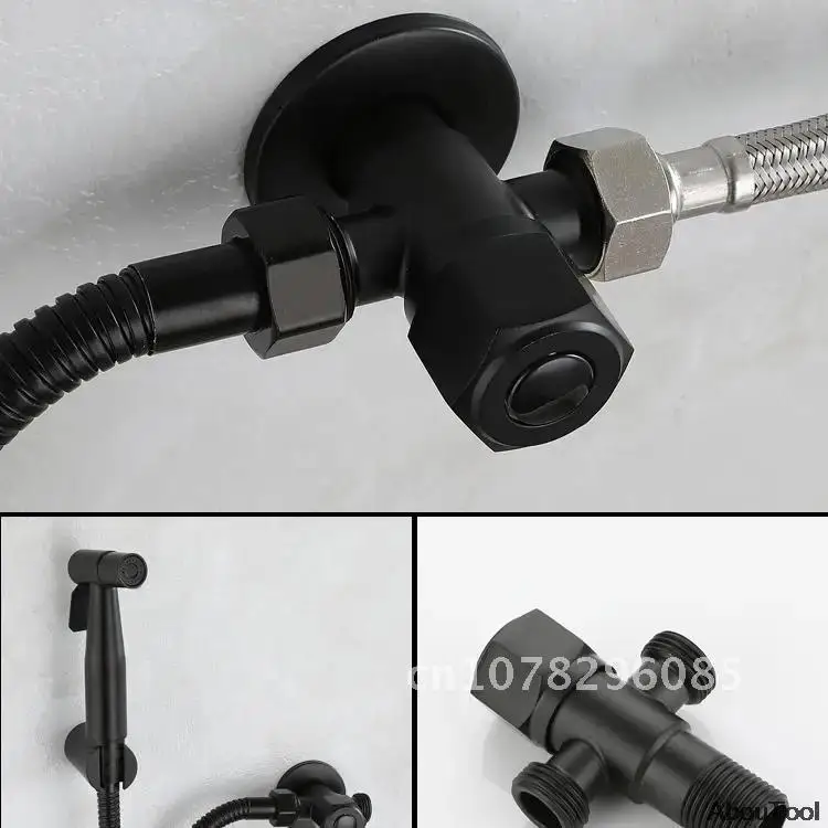 

Bidet Sprayer Kit Set Toilet Hand Hold Stainless Steel Cleaning Tool For Bathroom Personal Cleanse Black Hose Faucet All Black