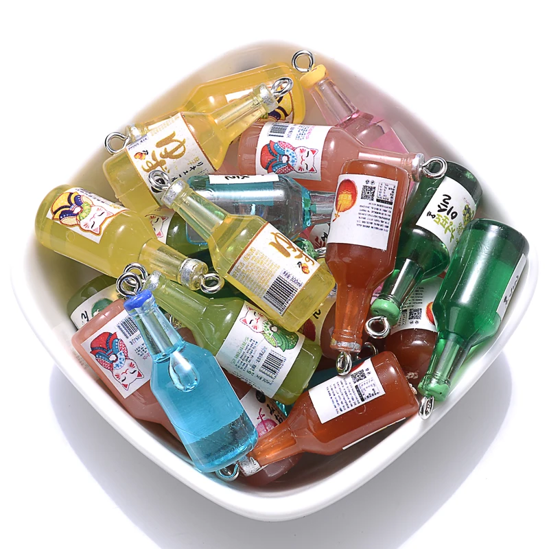 10Pcs/Lot 10x13mm 7 Color Glass Sake Bottle Pendant For Jewelry Necklace Bracelet Making DIY Findings Charms Pendant Keychain