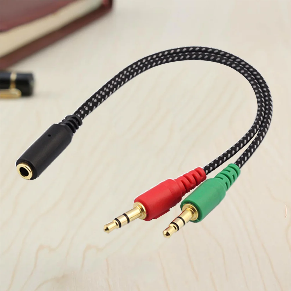 Female to 2 Male Headset Splitter Cable Computer Headphones Microphone Adapter Convertors audio adapter