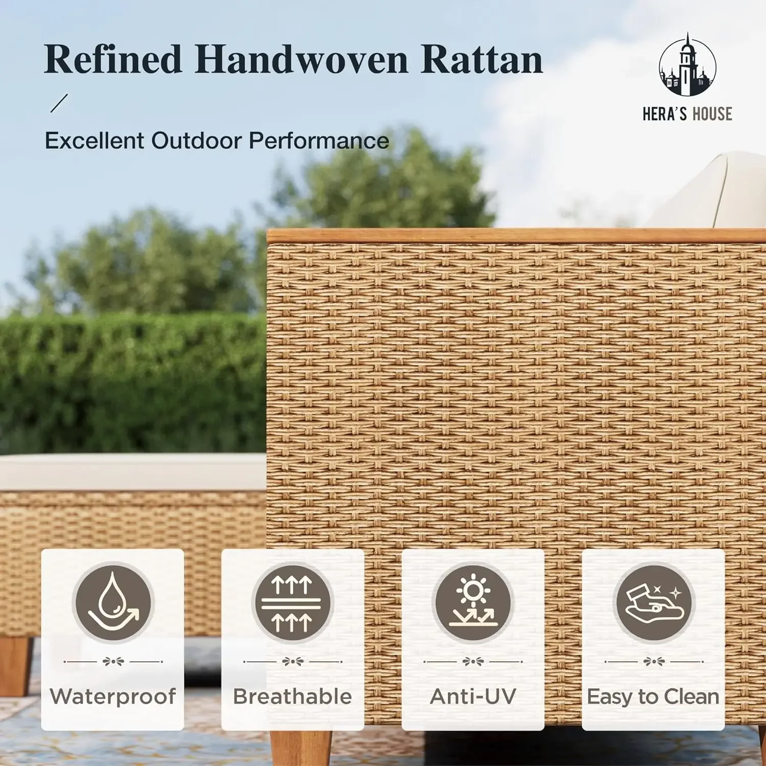 Small Patio Furniture Set, All Weather 3 Pieces Wicker Outdoor Sectional Set,Yellow Rattan Conversation Set with Lounge Sofa and