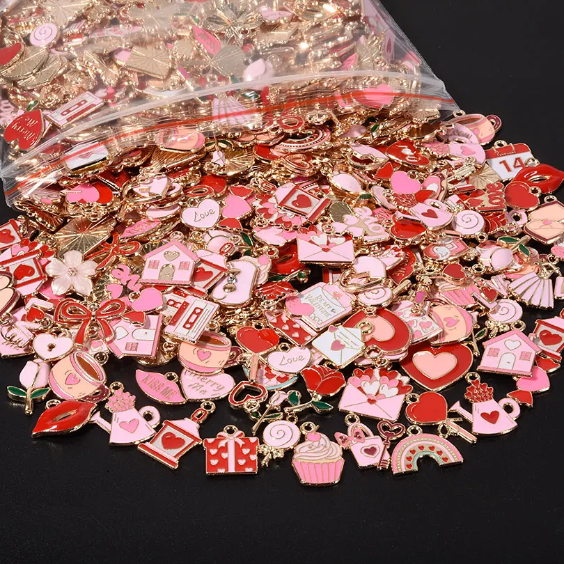 10/30/50Pcs Green Irish Festival Letter Shoes/Pink Valentine's Day Love Random Mix Pendant DIY For Jeweley Making Accessories