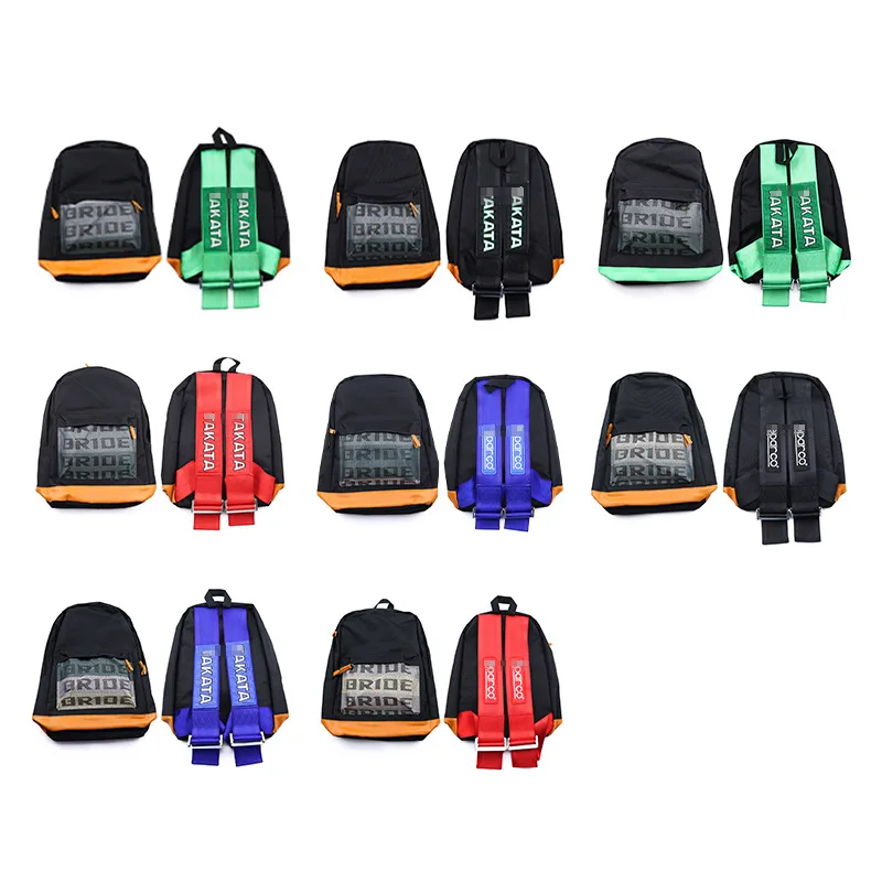 Jdm style Motorcycle backpack with large capacity universal travel bag racing bag Harness Shoulder Straps Car Canvas Backpack