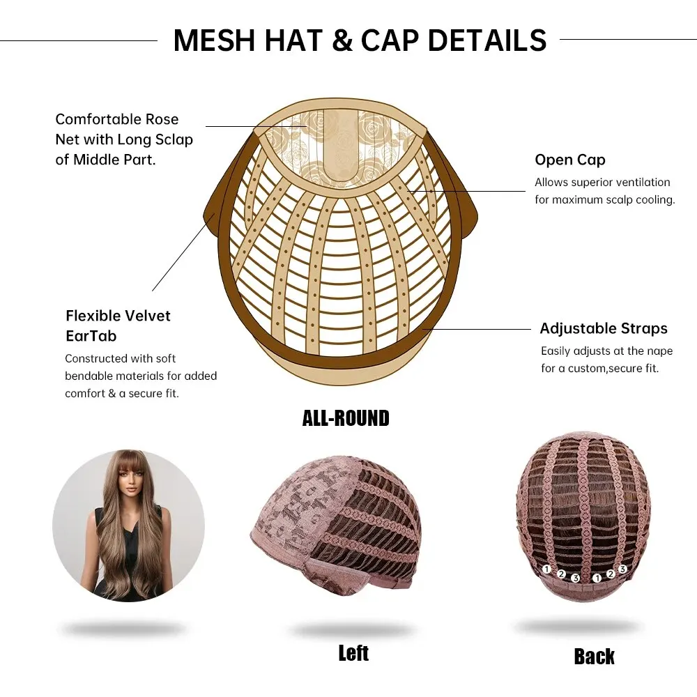 Haircube วิกผมสังเคราะห์สีน้ำตาลผสมสีบลอนด์วิกผมหยักศกยาวธรรมชาติสำหรับผู้หญิงในชีวิตประจำวันคอสเพลย์ทนความร้อน