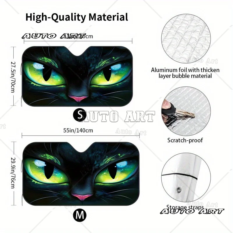 تتميز مظلة عين القطة السوداء الأنيقة على أغطية إكسسوارات حاجب أمامي للزجاج الأمامي غامضة وساحرة #3