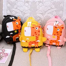 Cartoon Baby Safety Adjustable Harness Backpacks Children School Bag Giraffe Toddler Kids Backpack Anti-Lost Backpack